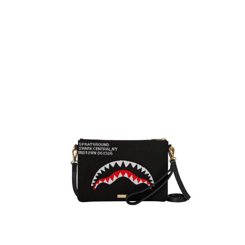 Shark Central Knit Crossover Clutch - Black