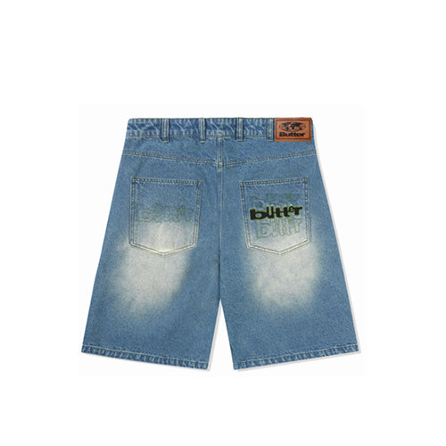 Warped Denim Shorts (Washed Mid Blue)