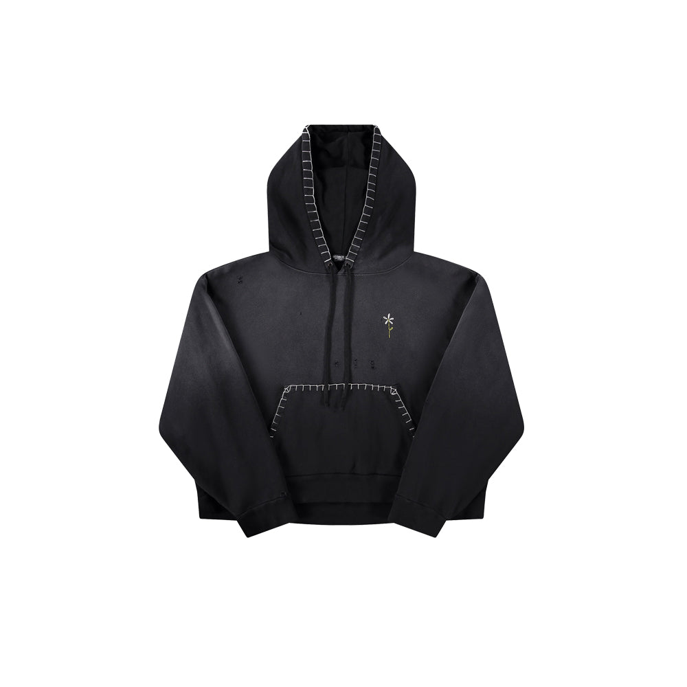 Black Distressed Flower Sweatshirt - Black