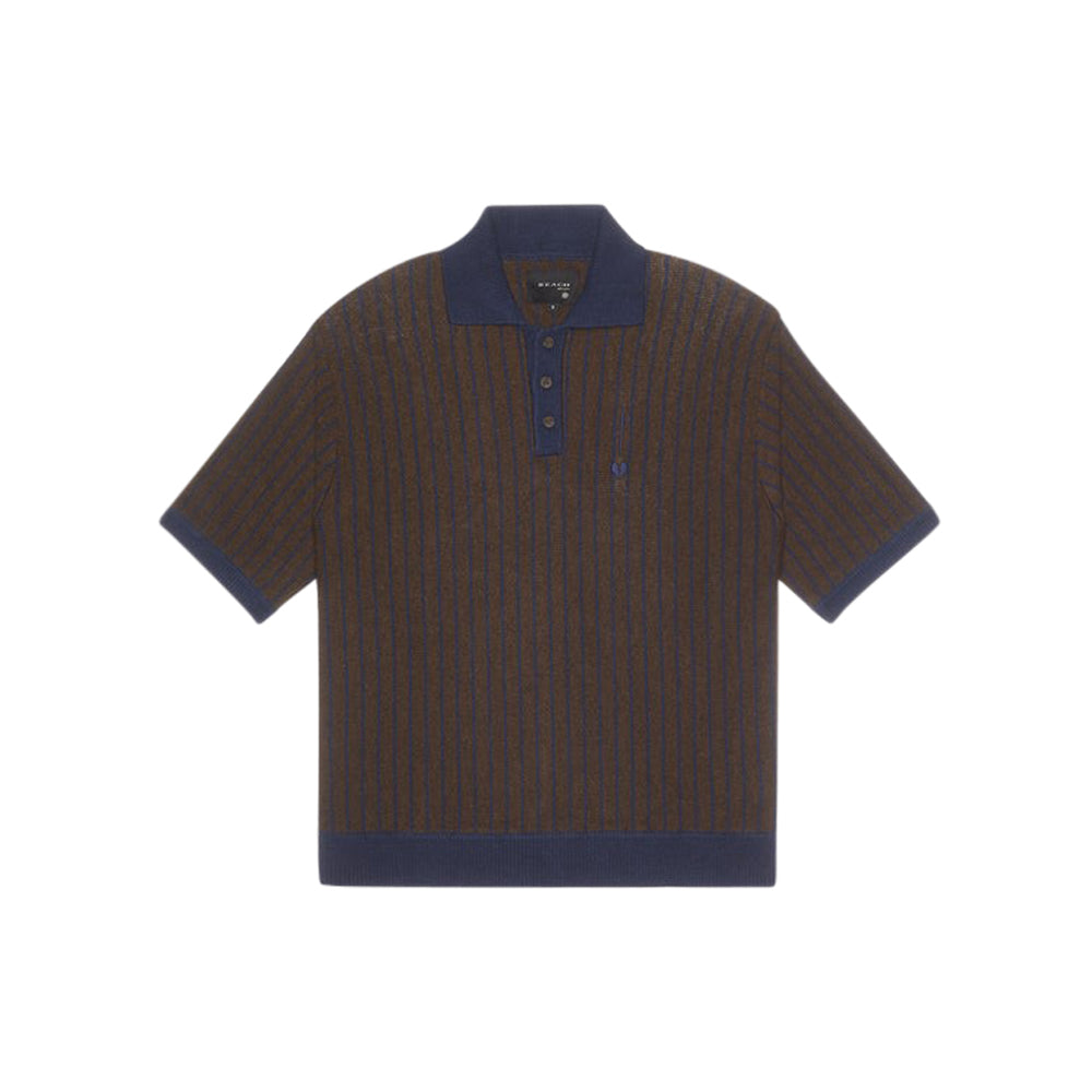 Knit Polo (Brown/Navy)