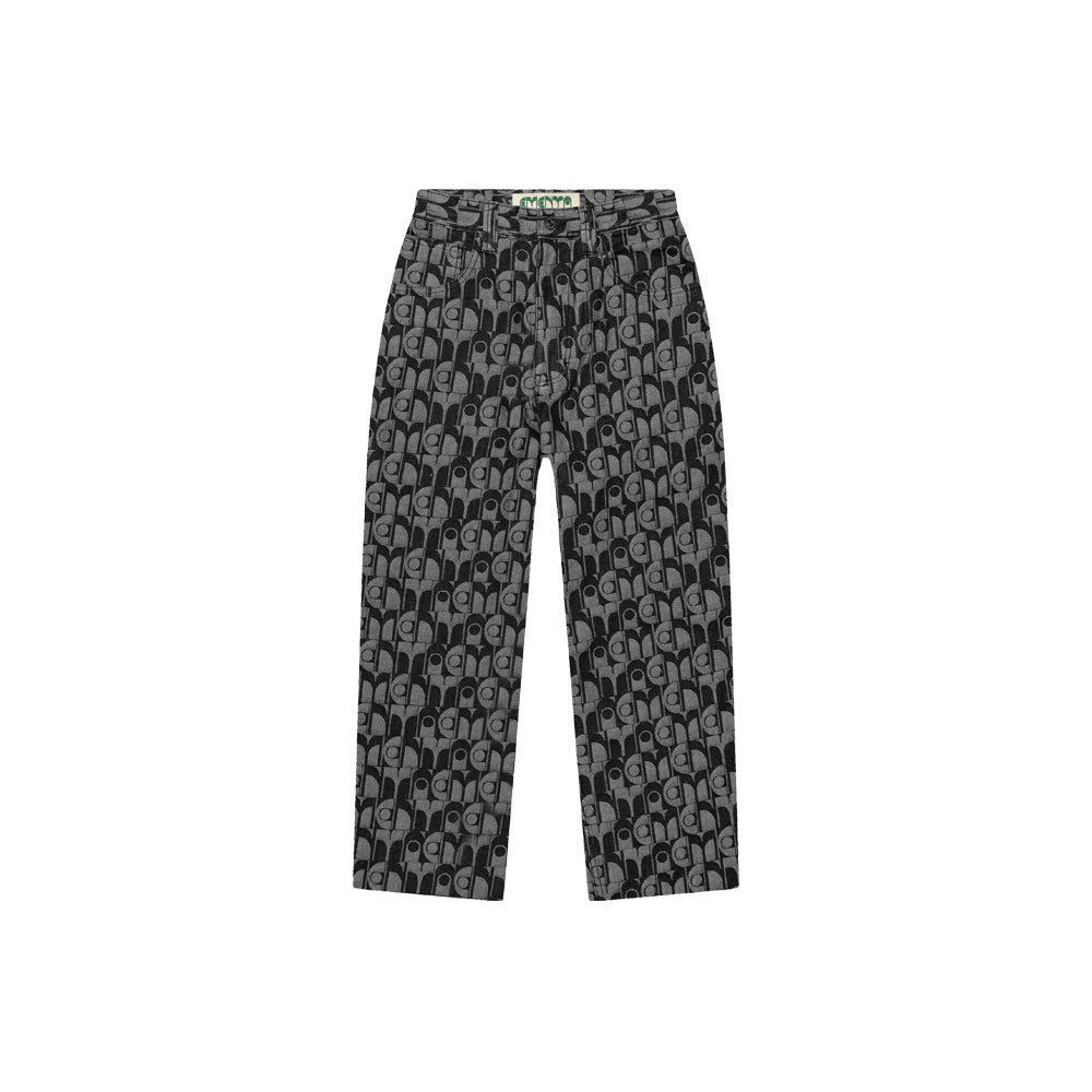 Bonga Dots Pattern Denim Pants - Black Denim