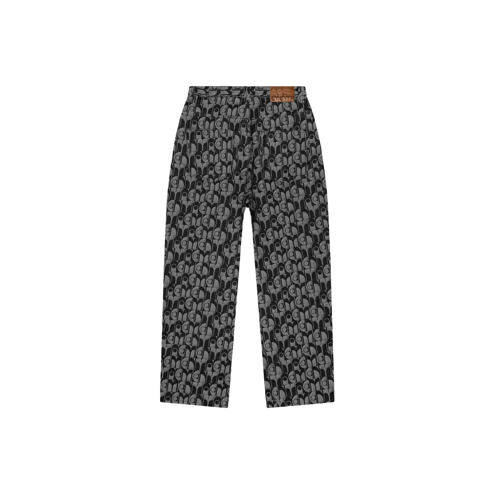 Bonga Dots Pattern Denim Pants - Black Denim
