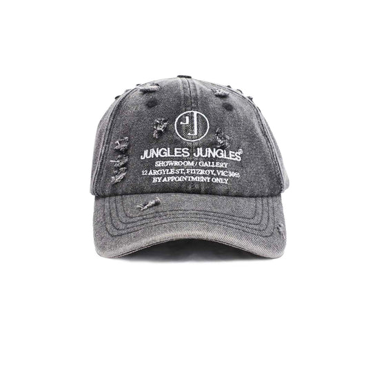 Appointment Only Distressed 6 Panel Cap (Washed Black)