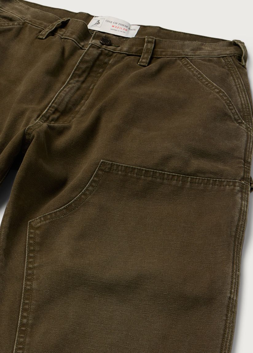 Canvas Double Knee Work Pant (Washed Moss Green)
