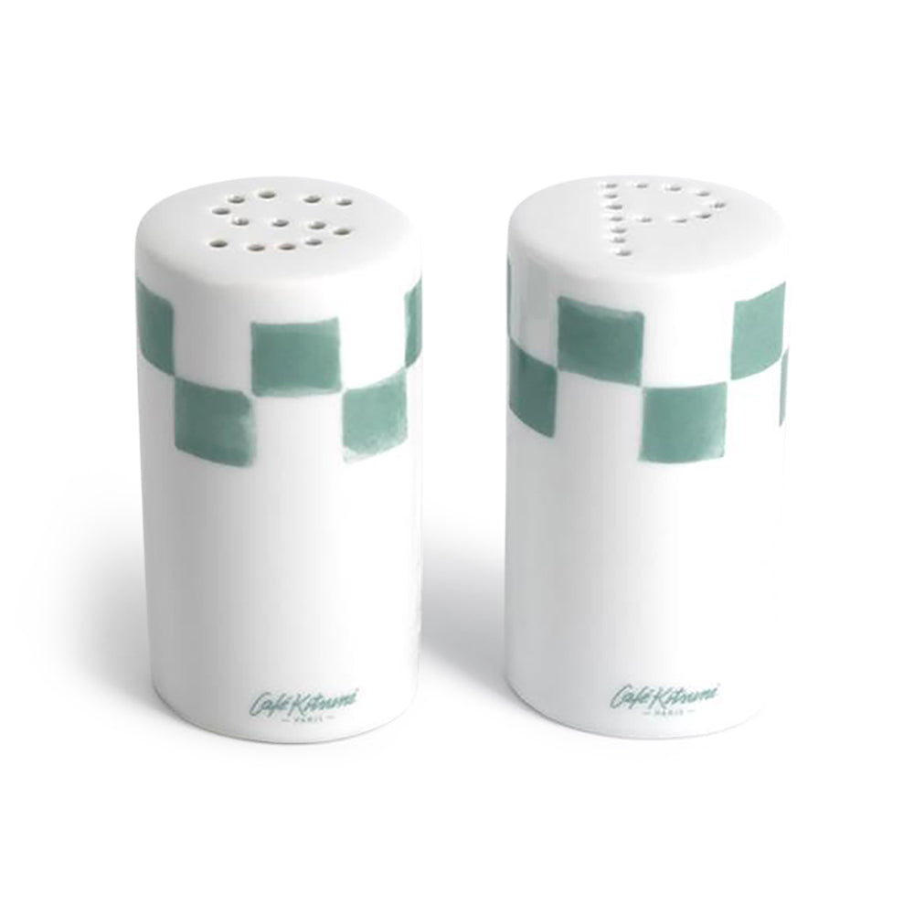 Checkerboard Porcelain Salt And Pepper - White/Matcha