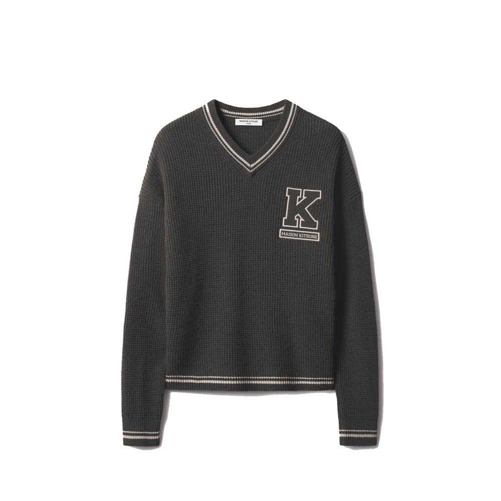 College Waffle Wool Jumper - Beluga