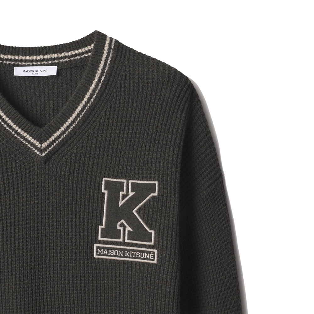 College Waffle Wool Jumper - Beluga