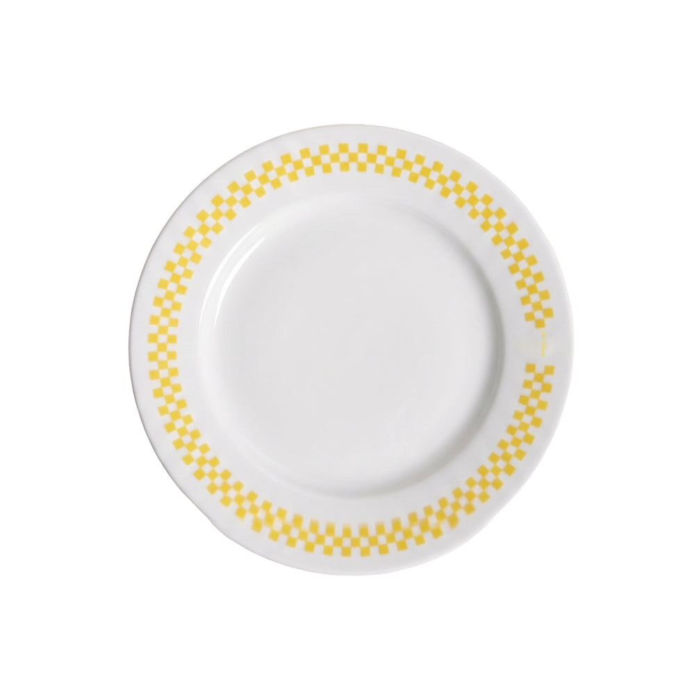 Checkerboard Porcelain Plate - White/Lemonade