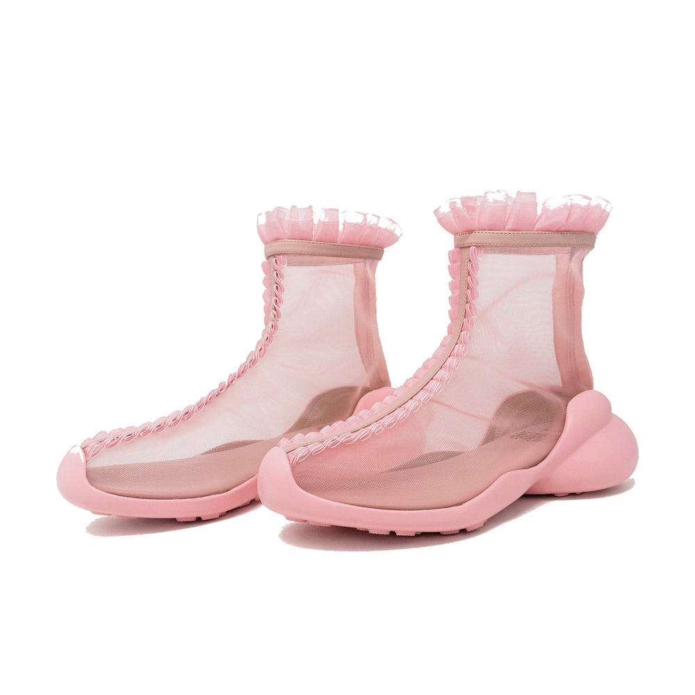 Collina Strada Ruffle Boots - Mesh Pink