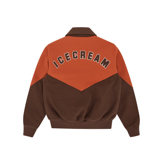 Panelled Varsity Jacket (Brown/Orange)