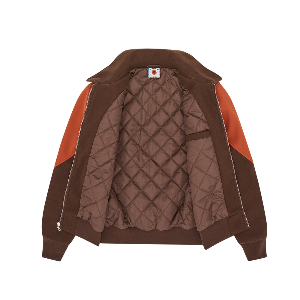 Panelled Varsity Jacket (Brown/Orange)