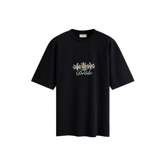 Le T-Shirt Drôle Fleuri (Black)