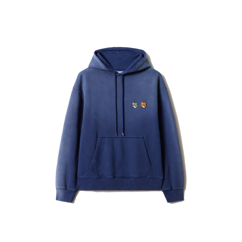Double Fox Head Faded Comfort Hoodie - Indigo Faded