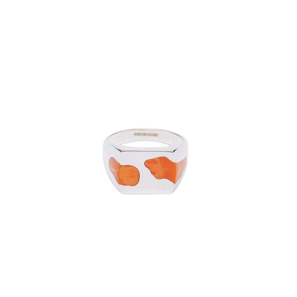 Silver Two Piece Signet Ring (Orange)