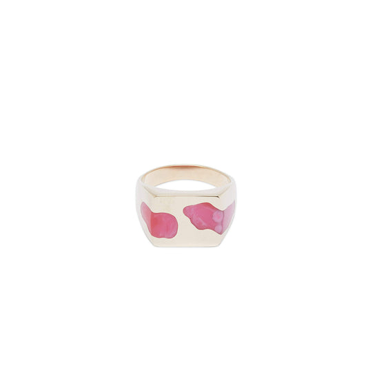 Gold Two Piece Signet Ring (Pink)