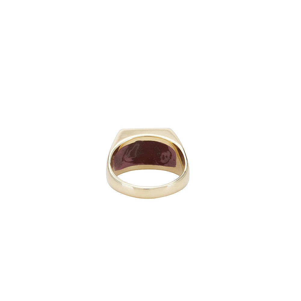 Gold Two Piece Signet Ring (Brown)