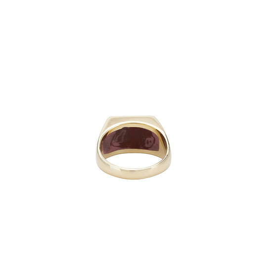 Gold Two Piece Signet Ring (Brown)