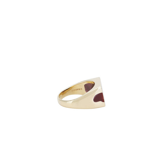 Gold Two Piece Signet Ring (Brown)