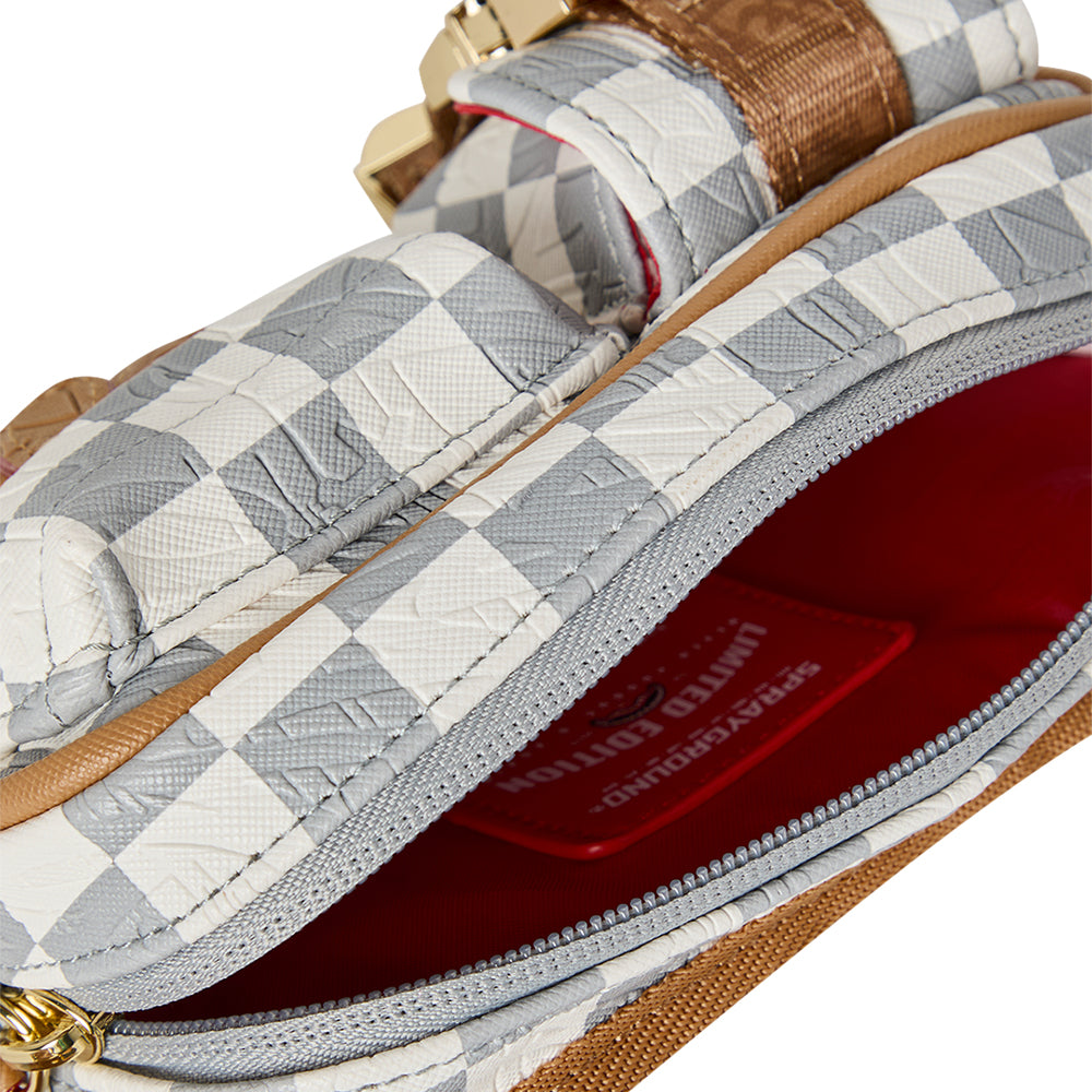 Embossed Cream Check Mini Cargo Crossbody - Cream