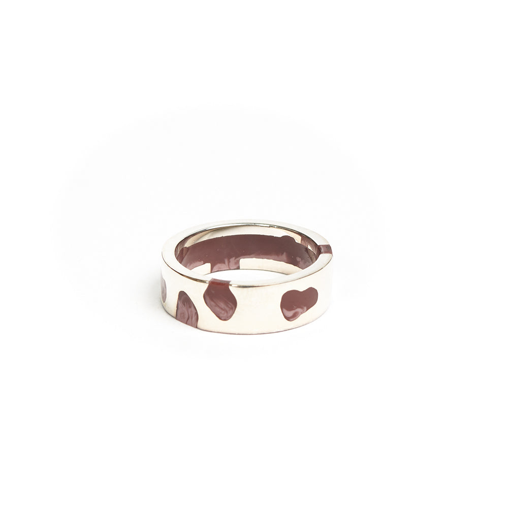 Silver Classic Band Ring (Brown)