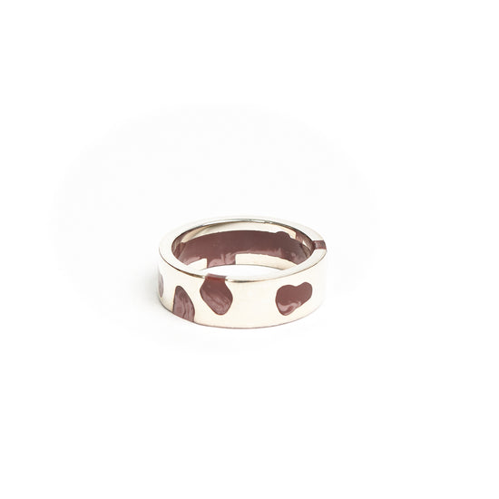 Silver Classic Band Ring (Brown)