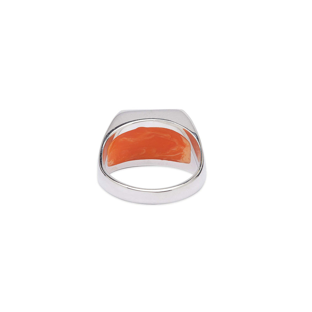 Silver Two Piece Signet Ring (Orange)