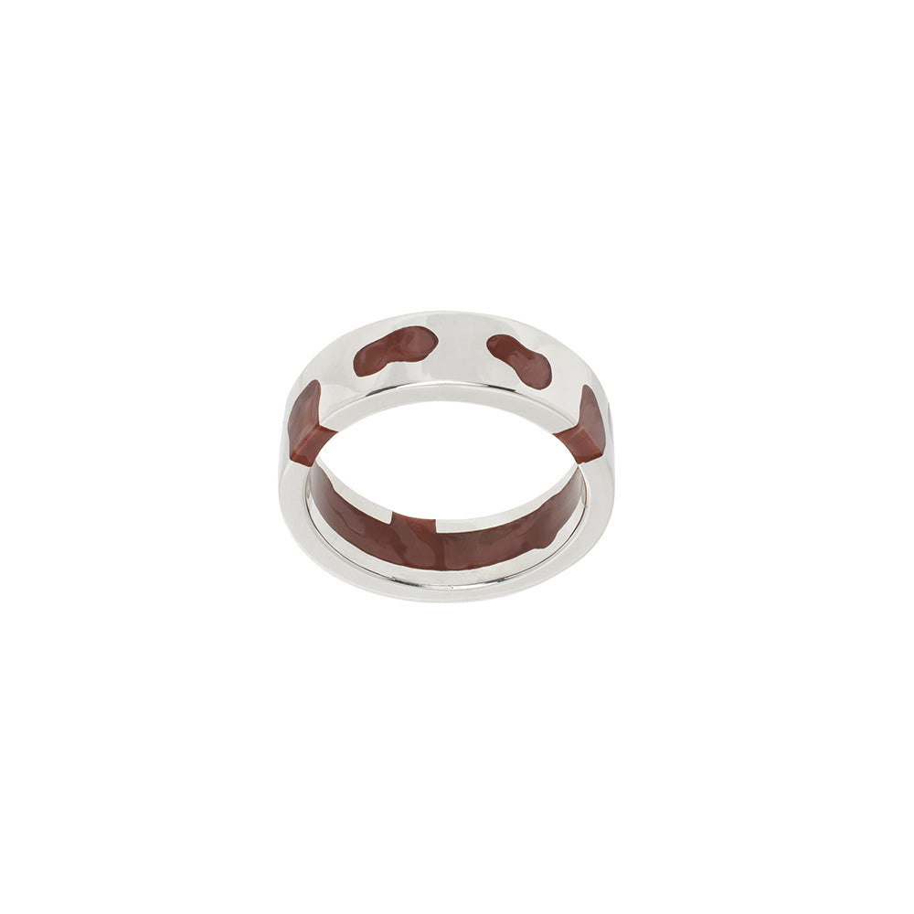 Silver Classic Band Ring (Brown)