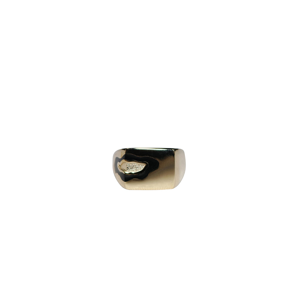 Gold Island Texture Signet Ring (Black)