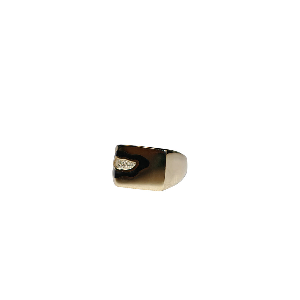 Gold Island Texture Signet Ring (Black)