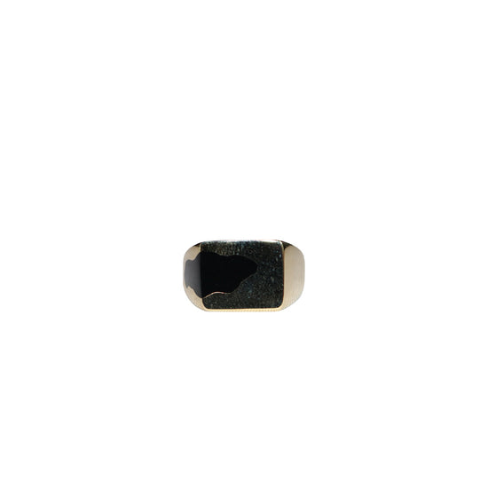 Gold One Piece Signet Ring (Black)