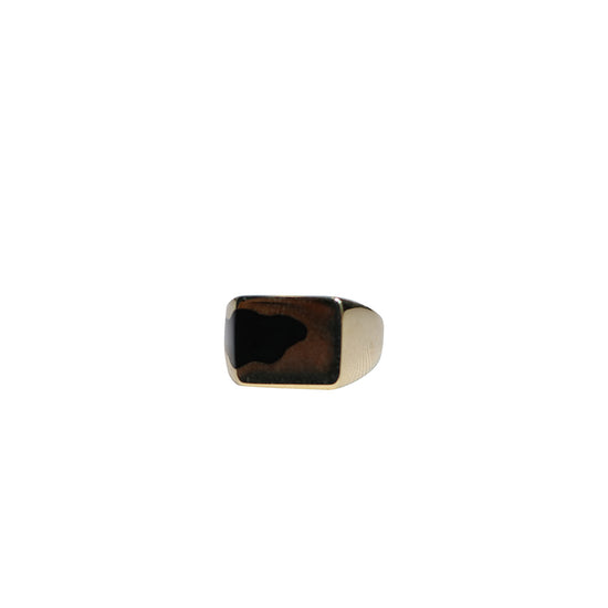 Gold One Piece Signet Ring (Black)