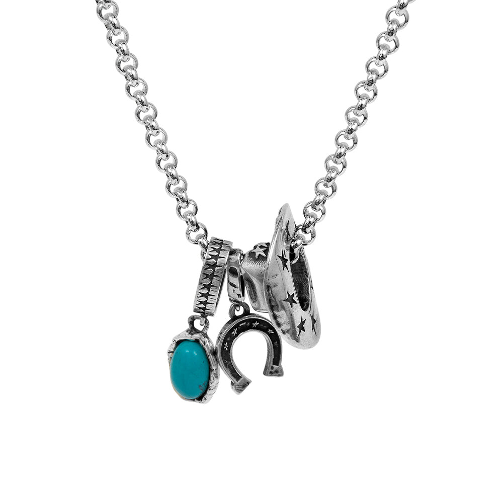 Hat Stone Necklace - Silver