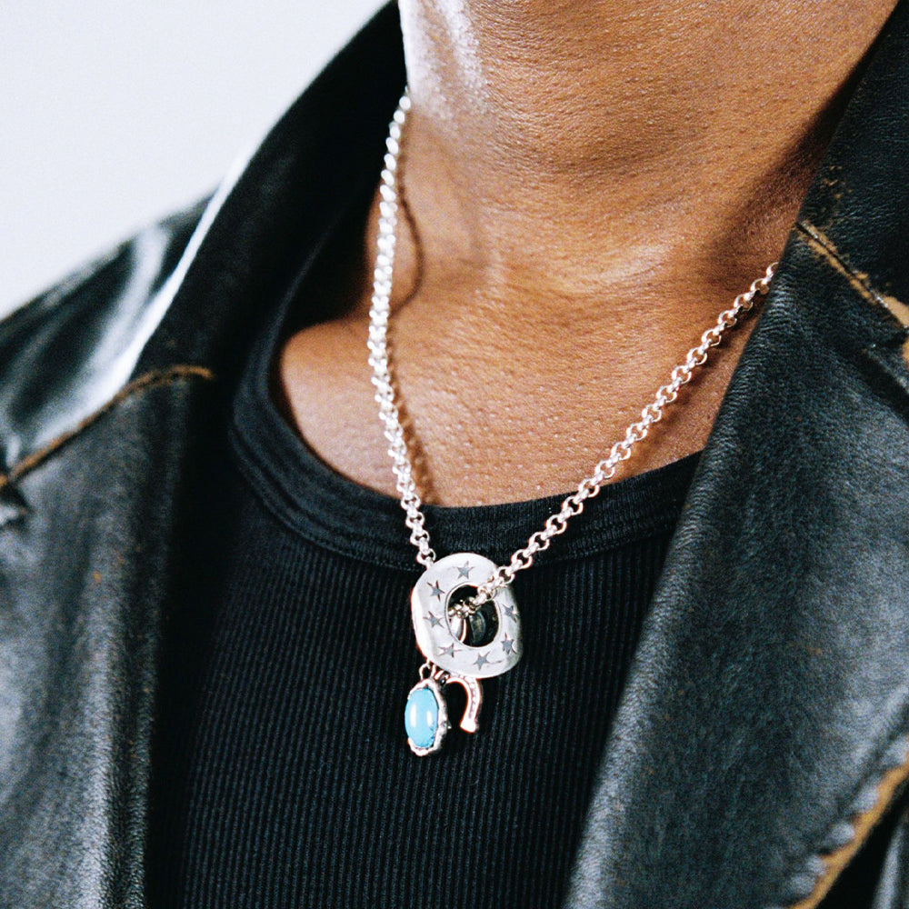 Hat Stone Necklace - Silver