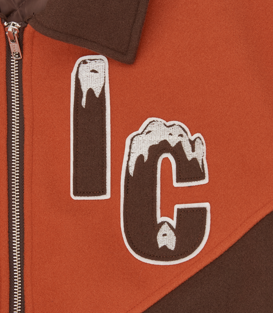 Panelled Varsity Jacket (Brown/Orange)