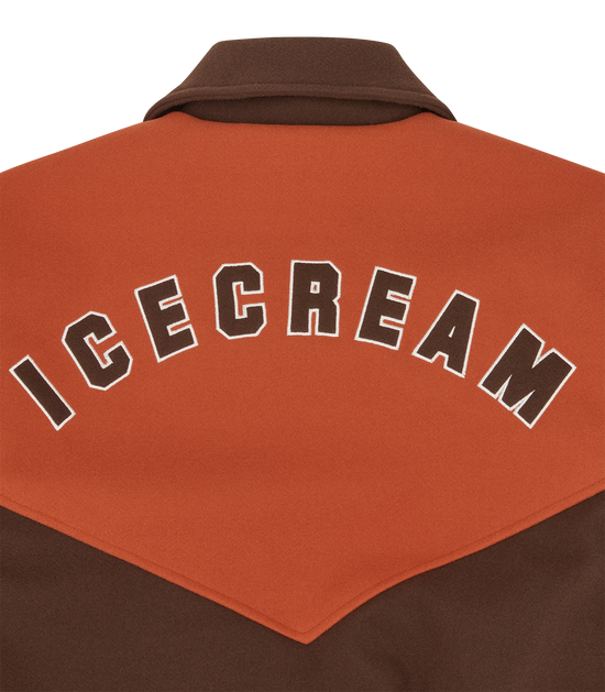 Panelled Varsity Jacket (Brown/Orange)