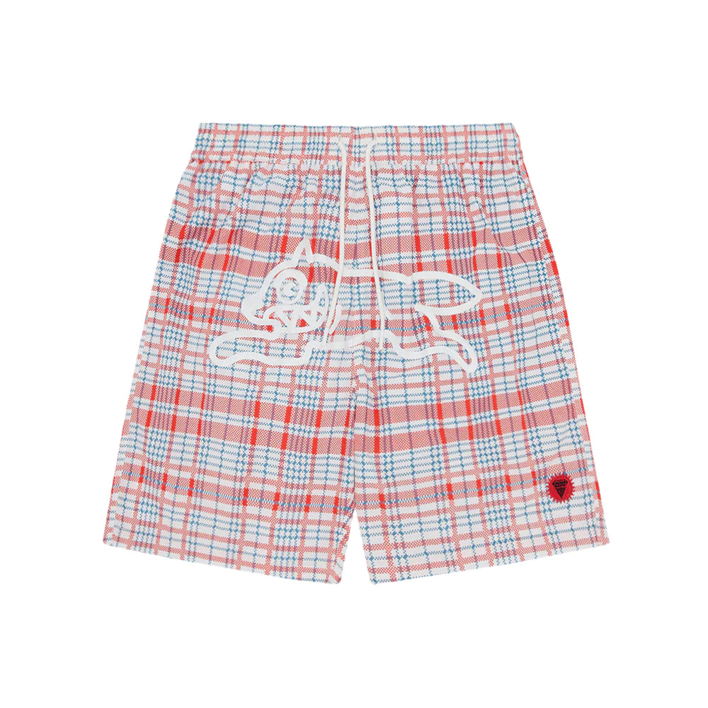 Shopper Running Dog Swim Shorts - Red Check