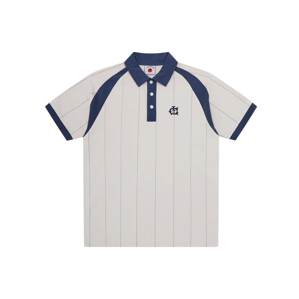 Raglan Pinstripe Polo Shirt - Off White