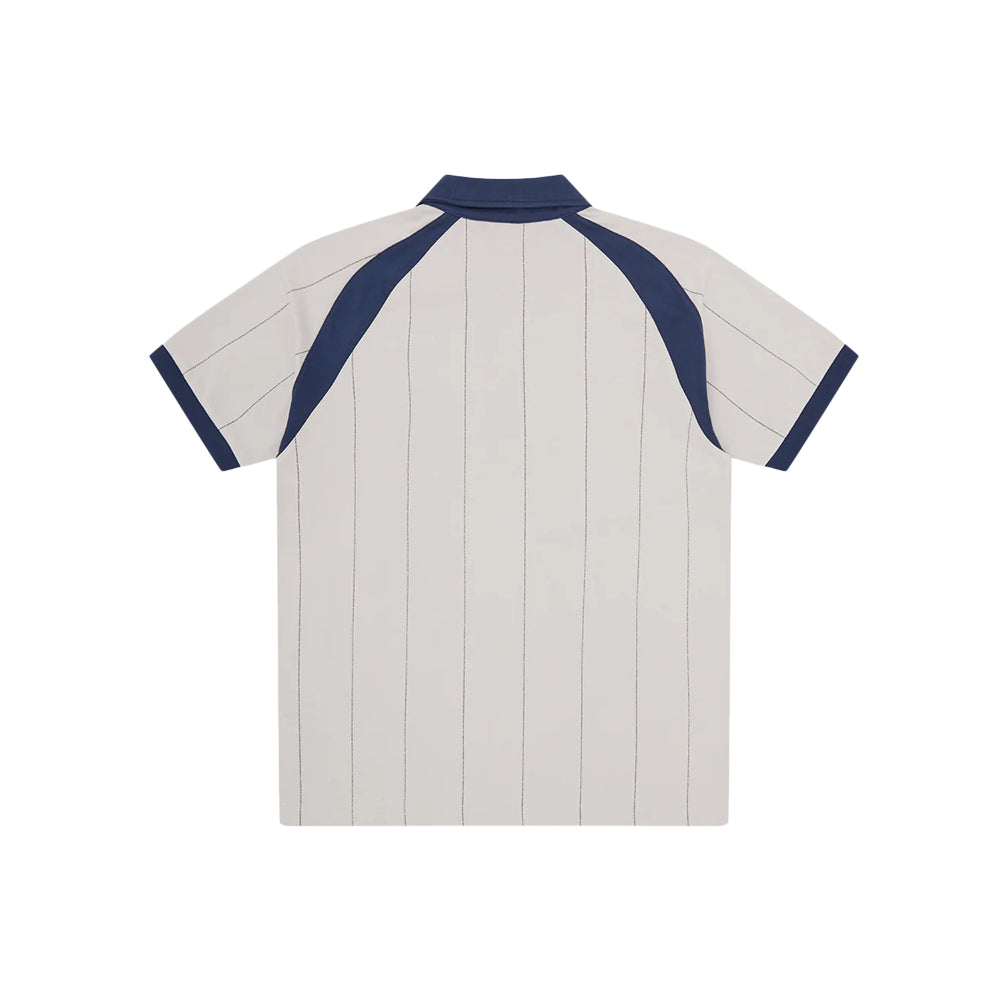 Raglan Pinstripe Polo Shirt - Off White