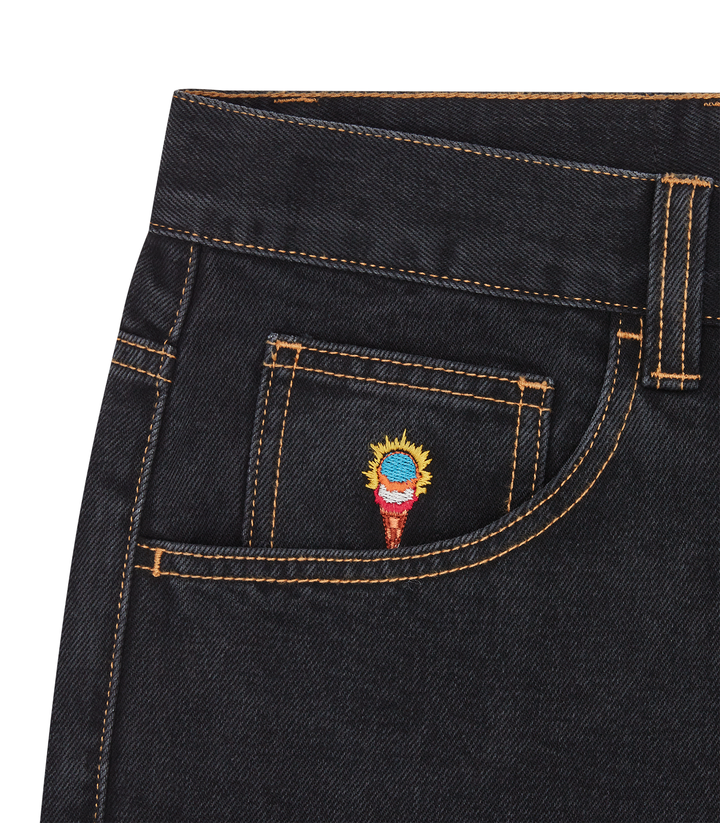 Triple Scoop Denim Pants - Black