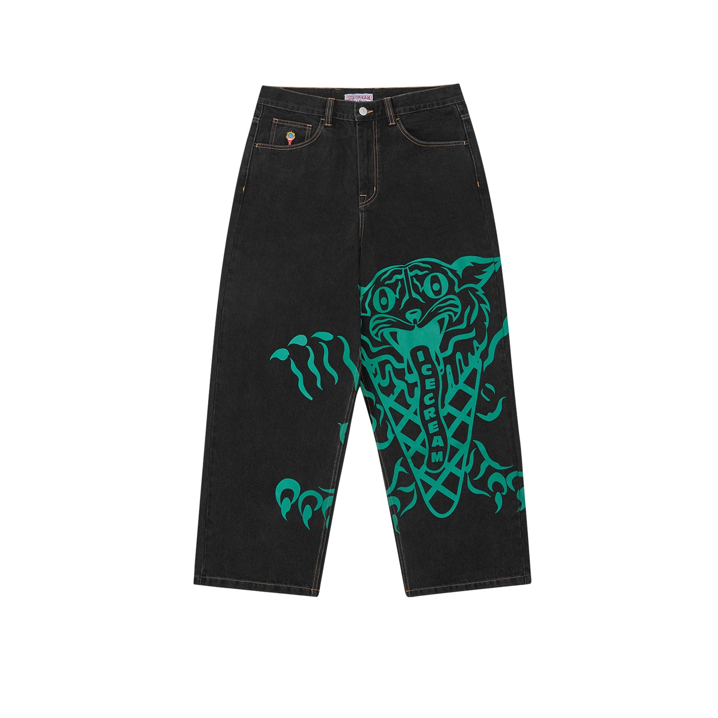 Triple Scoop Denim Pants - Black