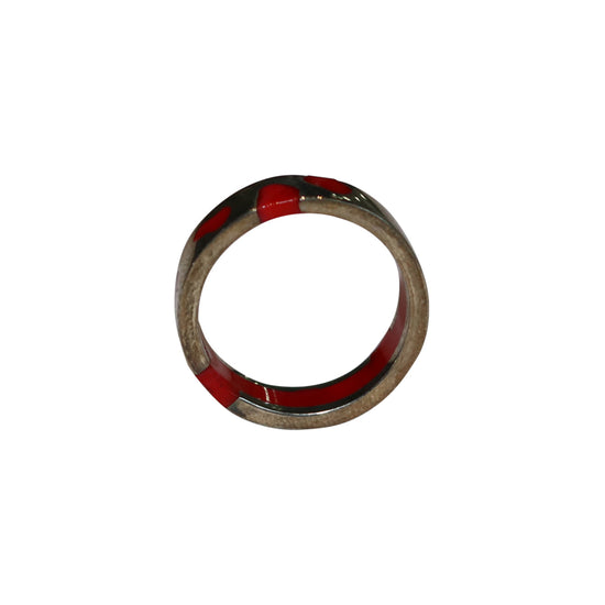 Silver Classic Band Ring (Red)