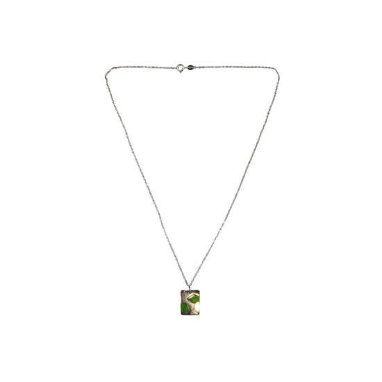 Silver Two Piece Dog Tag (Green)