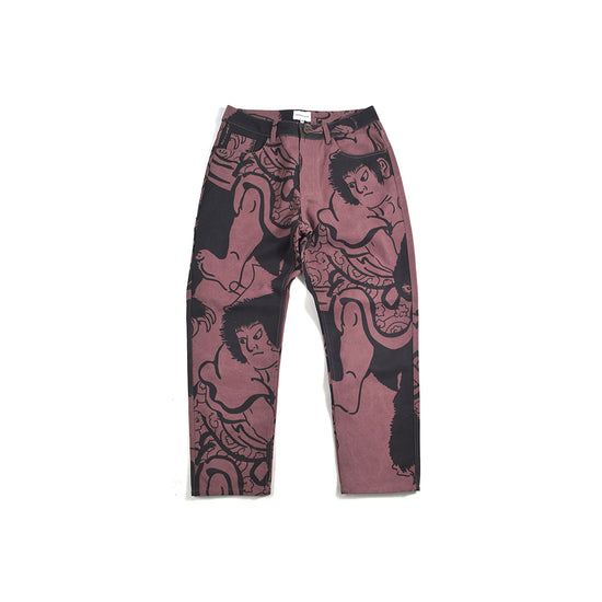 Kintaro Print Carpenter Pant (Merlot)
