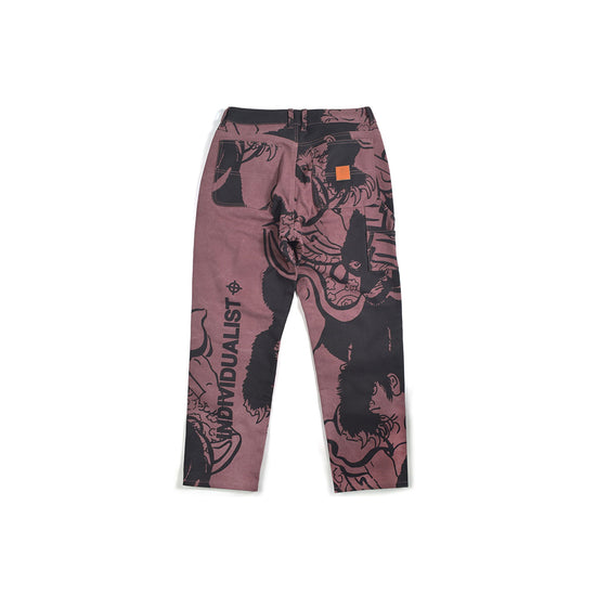 Kintaro Print Carpenter Pant (Merlot)