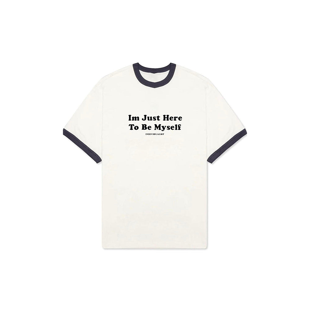 Here To Be Myself Ringer Tee (White/Black)