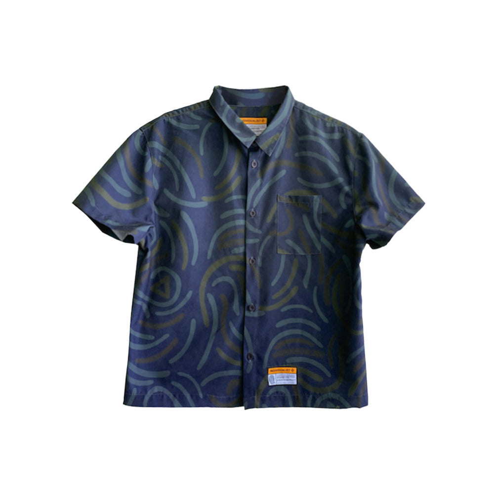 Finger Print Camo Button Shirt (Navy)