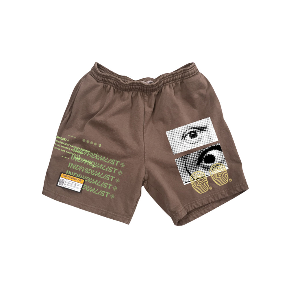 Test Print Fleece Shorts (Brown)