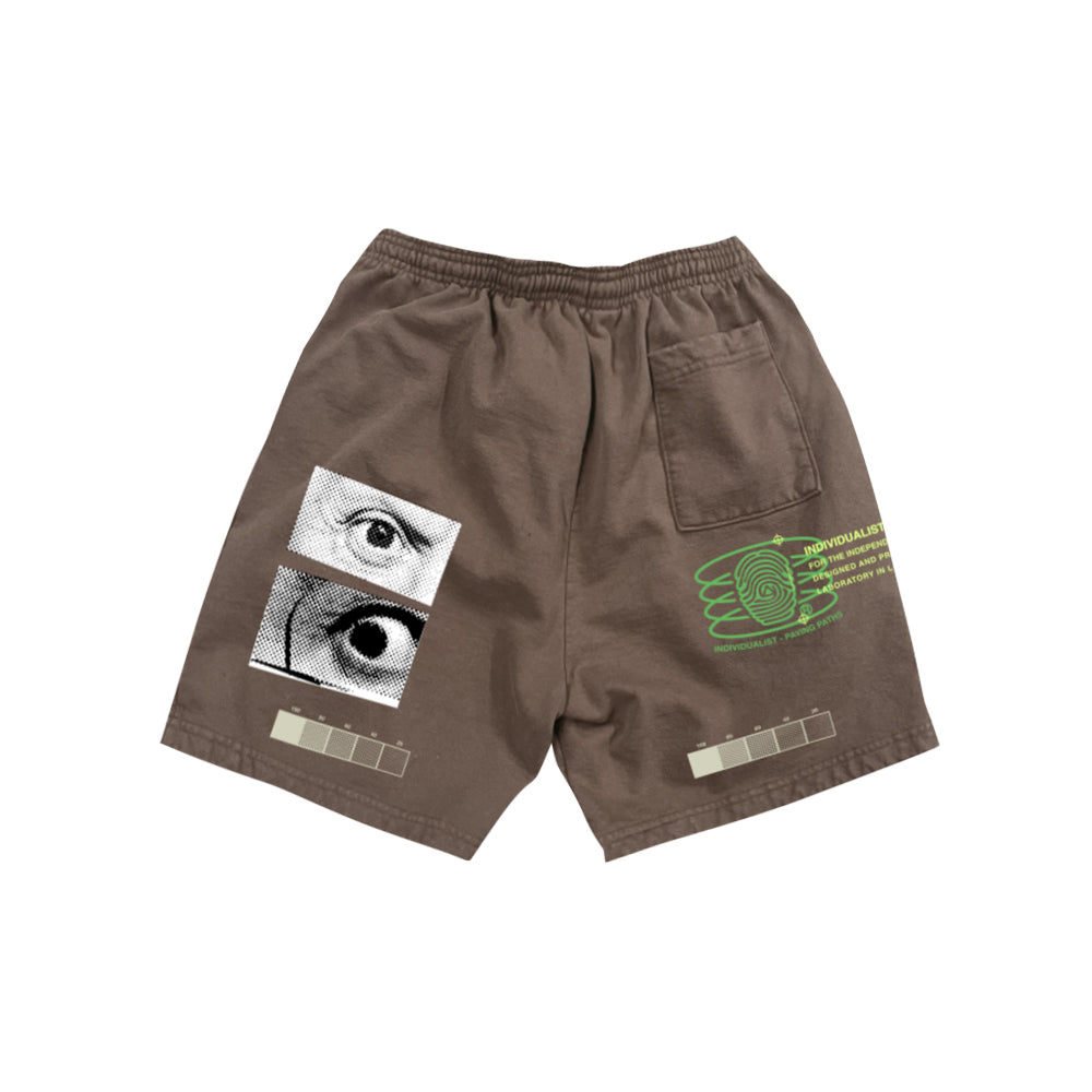 Test Print Fleece Shorts (Brown)