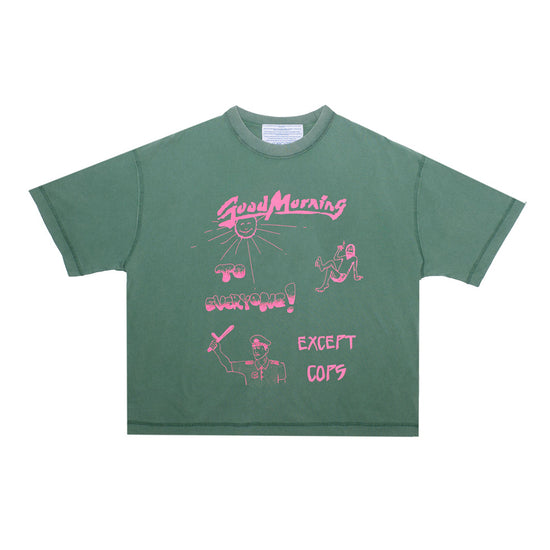 Good Morning Cops Vintage Tee (Washed Green)