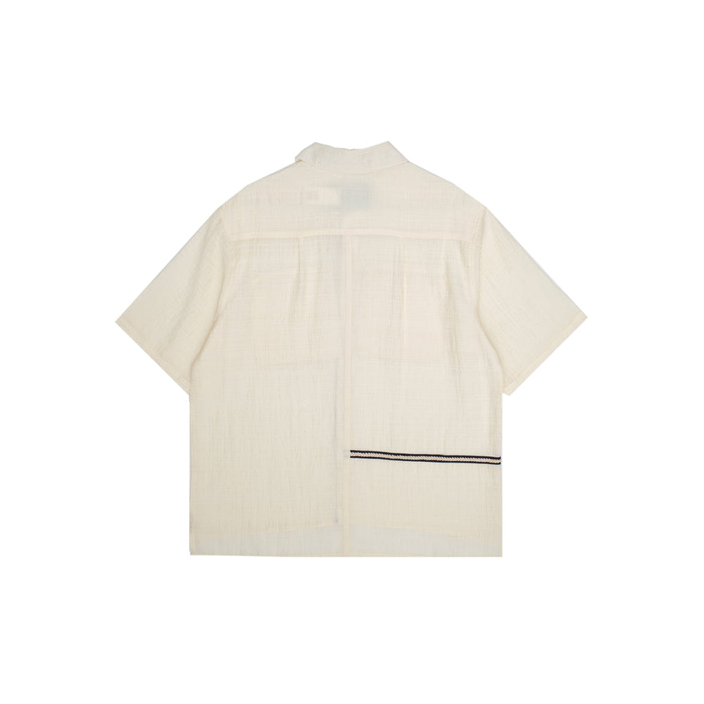 Weave Trim Button Up Shirt (Cream)